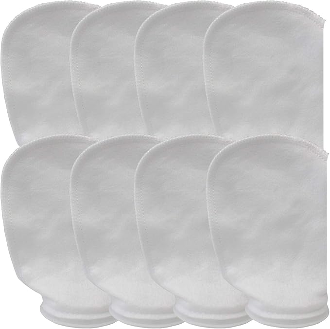 Blue Donuts Filter Sock 200 Micron, 4 Inch Ring by 8 Inch Long, Aquarium Filter Sock, Saltwater Filter Socks, Pack of 8, White