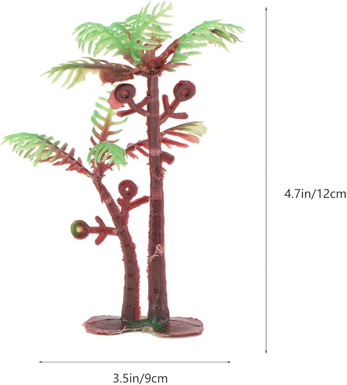 Simulation Coconut Tree Decoration 72pcs Set, Mini Plastic Aquarium Adornment, Green Faux Palm Tree for Fish Tank Landscape and Sand Table Decoration
