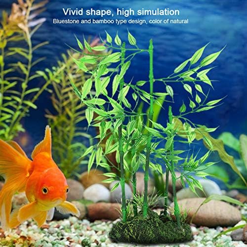 2Pcs Aquarium Bamboo Plant, Fish Artificial Bamboo Plant Green Leaf Plant Water Grass Aquatic Plastic Ornament Landscape Decor