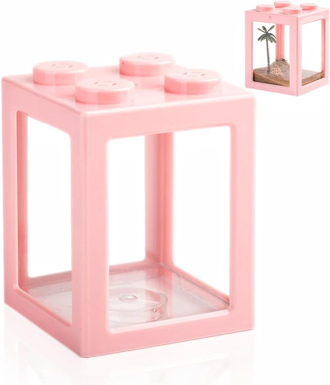 Mini Sea Monkey Tank, Small Shrimp Tank Stackable Mini Aquariums for Fairy Shrimp Eggs Moss Balls, 0.25 Gallon Temporary Betta Fish Tank Ant Feeding Case Mini Reptile Tank
