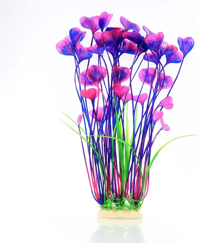 DSkoiph Artificial Plants Decoration Ornament for Fish Tank Aquarium Plastic Plants Tall 16 inch 2 Pack (Purple), PHCD761-4