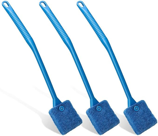 Fish Tank Cleaner with Five Sided Sponge Brush and Long Handle Aquarium Scrubber Alage Scraper for Glass Aquariums Terrarium Home Kitchen(3Pack)