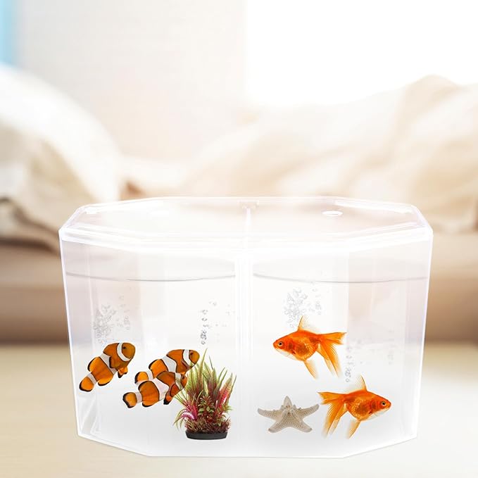 Mipcase Acrylic Betta Fish Tank Isolation Box 8-Inch Divided Breeding Tank for Betta Fish with Transparent Design Small Aquarium for Spawning and Incubation