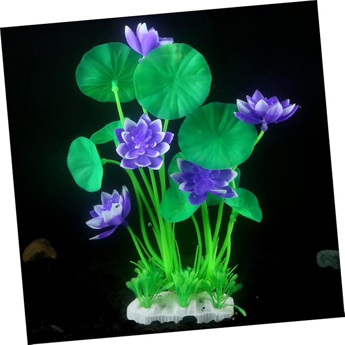 Elegant 4 Piece Resin Lotus Fish Tank Decor Safe for Salt Fresh Water Aquariums