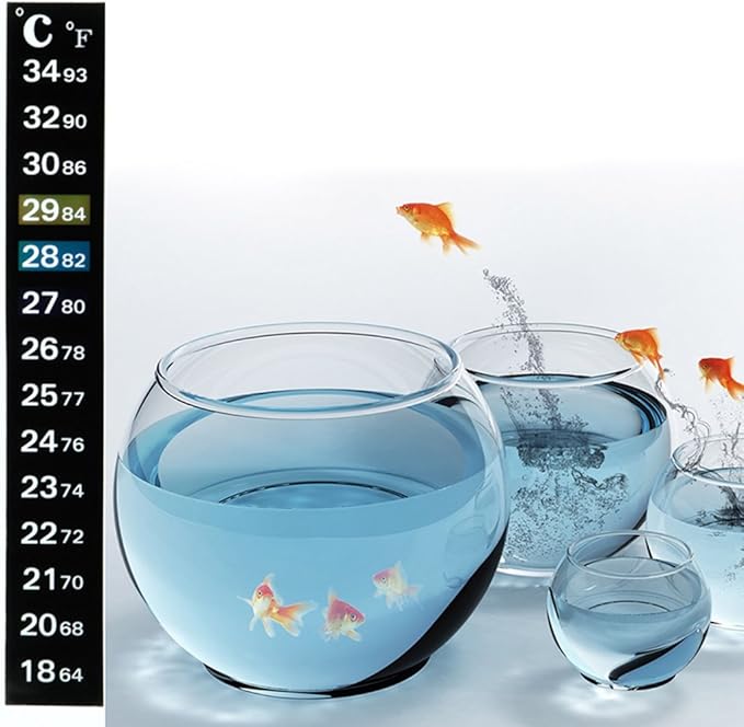 Aquarium Thermometer Strips Adhesive Sticker 64-93 Fish Tank Wine Jar 18C-34C Color-Changing Analog Display