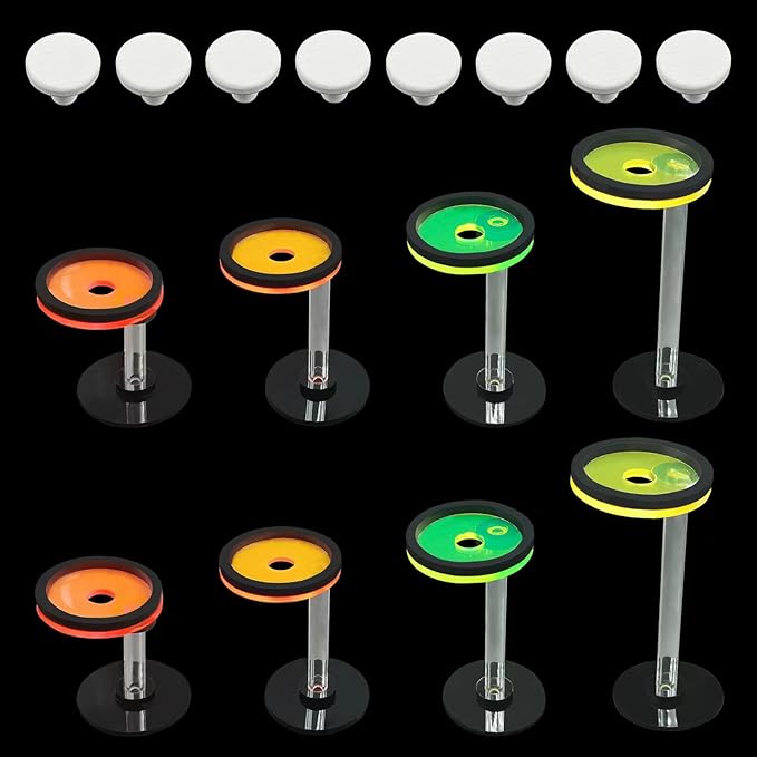 Live Coral Reef frag Rack，frag Plugs Holder for Coral，Fluorescent Acrylic Coral frag Bracket，This Set Contains 8 columnar Acrylic Holders and 8 White Premium Ceramic Bases
