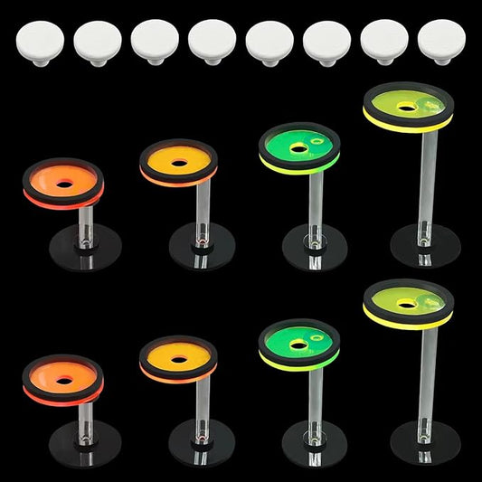 Live Coral Reef frag Rack，frag Plugs Holder for Coral，Fluorescent Acrylic Coral frag Bracket，This Set Contains 8 columnar Acrylic Holders and 8 White Premium Ceramic Bases