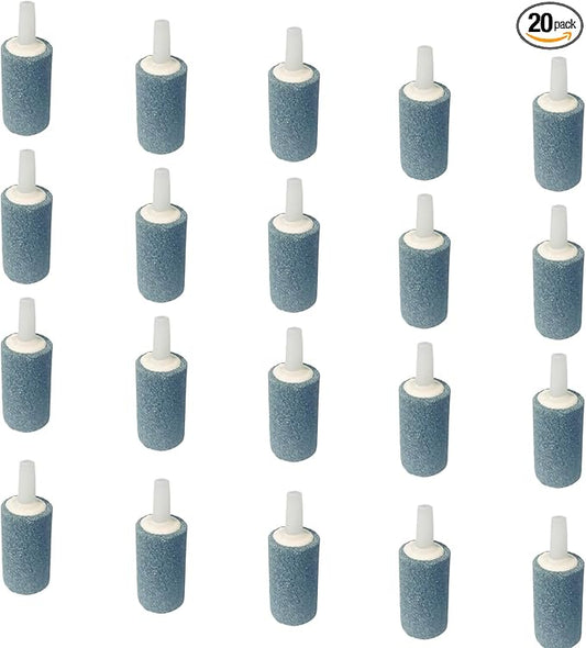 20 Pack Aquarium Air Stones - Air Pump Accessories of 1 Inch Cylinder Fish Tank Air Stone Aerator Bubble Diffuser for Nano Air Pumps Fish Tanks and Small Buckets