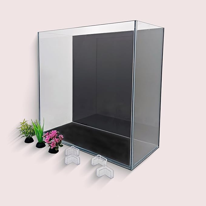 High-Clarity 3.5 Gallon Fish Tank 30 * 15 * 30CM - Low Iron Glass Aquarium with Space-Saving Thin & Narrow Designs | Includes Non-Slip Mat, Corner Guards + Decor | Ideal for Desktop/Bathroom