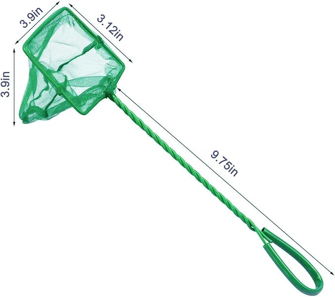 Aquarium Fish Nets, DSSPORT 4 Inch Small Mesh Fish Catch Nets with Plastic Handle Green