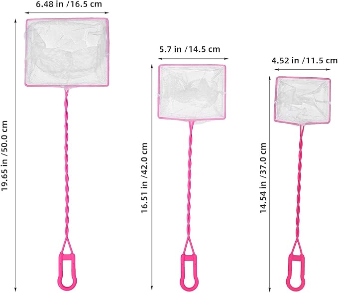 POPETPOP Aquarium Fish Net 19.3 Inch Long Handle Fine Mesh Fishing Scoop Net for Fish Tank Freshwater and Saltwater Use Durable Wire Core Frame