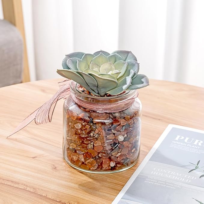 Decorative Polished Rocks, Gravel Rocks Crushed Crystal Mixed Color Stones for Plant Flower Pots Succulents Cactus Plant Vase Filler Aquariums Gravel DIY Craft (2.2 LBS, Brown)