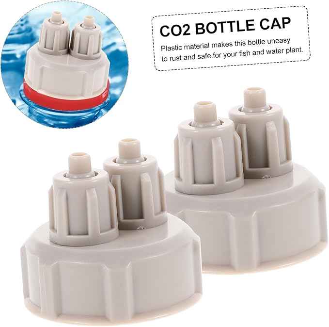 Mipcase 2pcs Guage Aquarium Bottle Reactor Planted Accessories Diffuser Tube Part for Plants Tank Cap Dioxide Tool Tank, Carbon Cap, Fish Generator Reactor, System