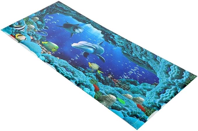 Tnfeeon Sea World Aquarium Background, PVC Adhesive Double Sided Poster Sticker Fish Decoration(122x50cm)