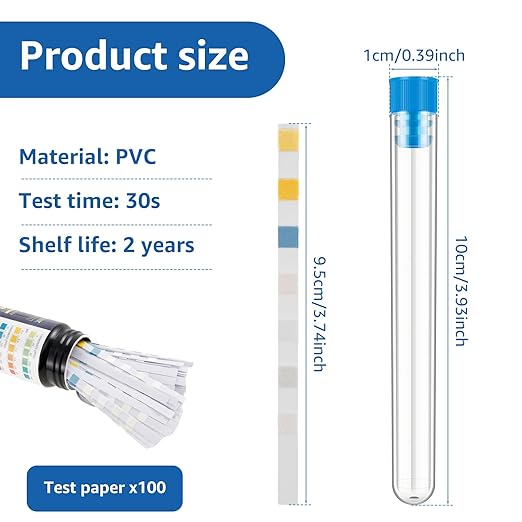 100 Pcs Aquarium Test Strips Fish Tank Test Kit Fast Accurate Aquarium Water Testing Strips with Test Tube Water Test Kits Fish Tank Testing Strip for Carbonate Root pH Hardness
