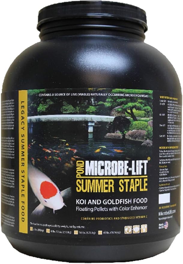 MICROBE-LIFT MLLSSXL Summer Staple Floating Fish Food Pellets for Ponds, Water Gardens, and Fountains, for Live Goldfish and Koi, 14 Pounds