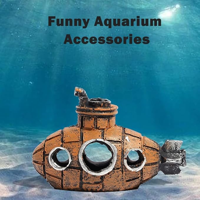 Resin Submarine Ornament: Safe Multi-Level Hideout + Spawning Caves for Aquariums, Boosts Cherry Shrimp Breeding Success, Protects Small Fish & Crabs (Fresh/Saltwater)