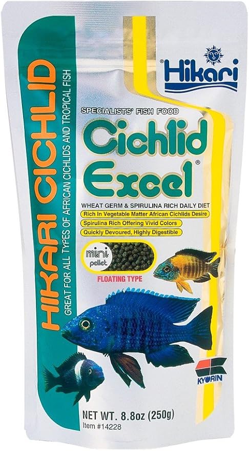 (3 Pack) Hikari Cichlid Excel Floating Pellets Mini, 8.8-Ounce Per Pack