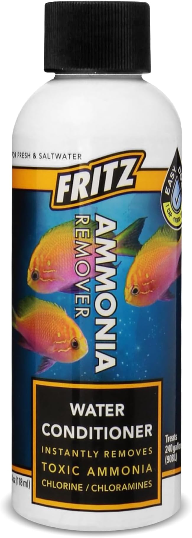 Fritz Aquatics ACCR Water Conditioner Instantly Removes Toxic Ammonia/Chlorine & Chloramines for Fresh & Salt Water Aquariums (4-Ounce)