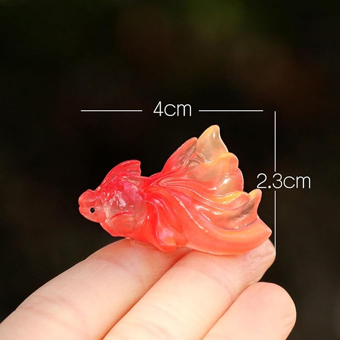 6pcs Mini Aquarium Decor for Fish Tanks, Handmade Resin Goldfish & Lotus Ornaments - Miniature Underwater Landscape Accessories, Micro Tank Scenery Decorations