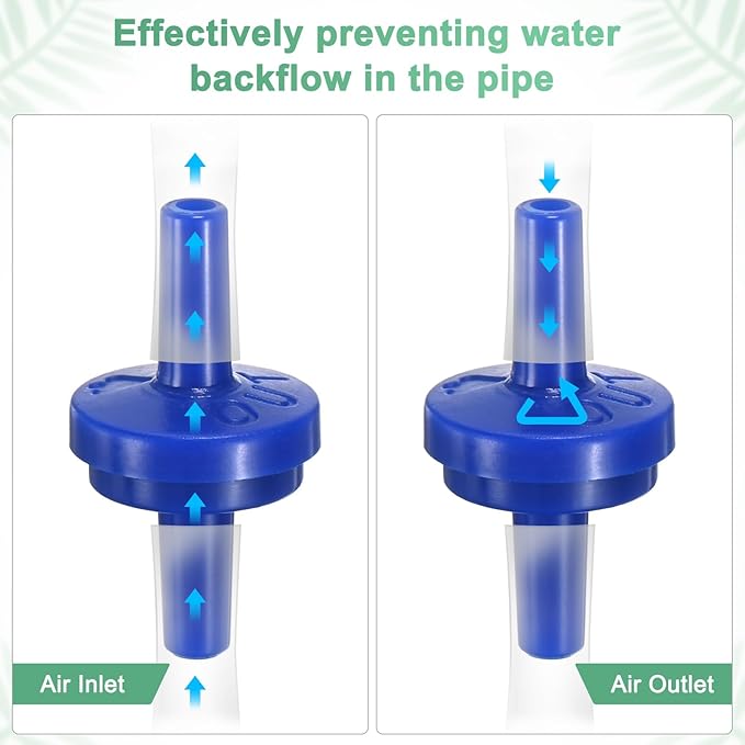M METERXITY 10-Pack Aquarium Air Check Valve, Plastic One Way Non-Return Valves Air Valve Air Tubing Accessories Air Pump Accessories for 3/16" Airline Tubing Fish Tank [Blue]