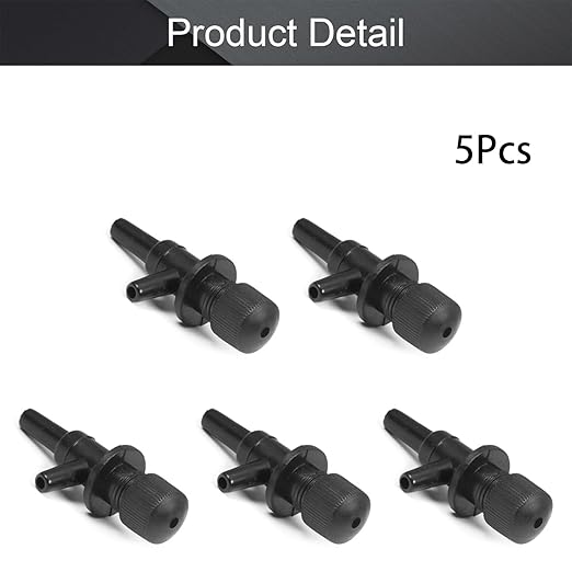 MroMax Aquarium 2 Way Air Line Plastic Regulator Connector for Fish Tank Pump 4mm/0.16", Black 5 Pcs
