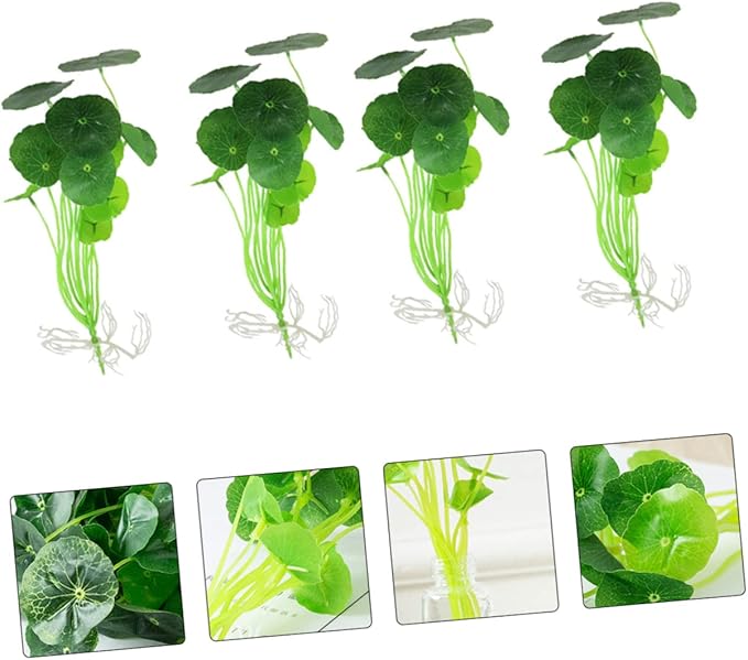 NOLITOY 4 Pcs Fish Tank Lotus Leaf Aquarium Water Grass Artificial Plants Artificiales para Fish Tank Decoration Lifelike Aquarium Plants Fake Water Plastic Flower Dining Table