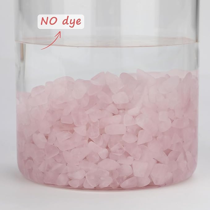 gemshan 2lb Rose Quartz Chips Natural Crushed Crystal Chip Bulk 7mm-9mm Irregular Healing Crystal Stone for Aquarium Vase Plant Decoration Craft DIY (Rose Quartz)