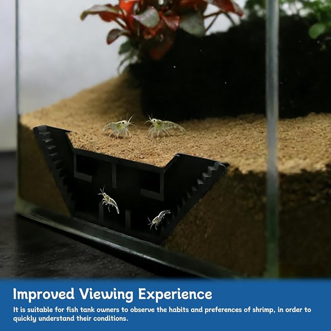 Aquarium Underground Tunnel, Fish & Shrimp Hideout, Fish Tank Decor Decoration Hideout Aquarium Shrimps Breeding Cave Perfect for Small Shrimp, Cherry Shrimp, Dwarf Shrimp (Color:Black)
