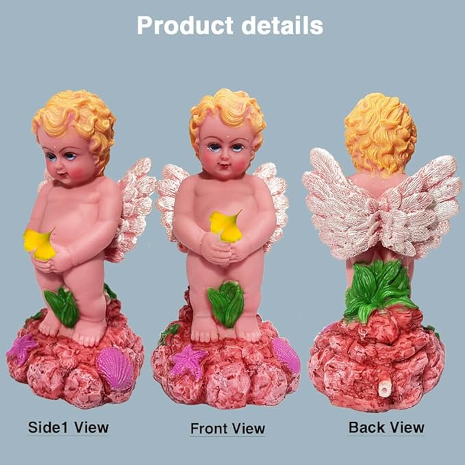 Aquarium Decoration Small Fish Tank Air Bubbler Decor Resin Angel Aquarium Air Bubbler Decoration Aquarium Statue for Fish Oxygen Ornament Aquarium Fish Tank Decor - 5.5 Inches High
