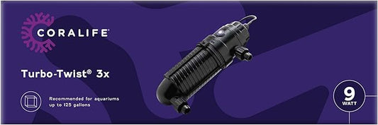 Coralife Aquarium Fish Tank Marine Salt Water Turbo-Twist UV Sterilizer 3X, For up to 125 Gallons
