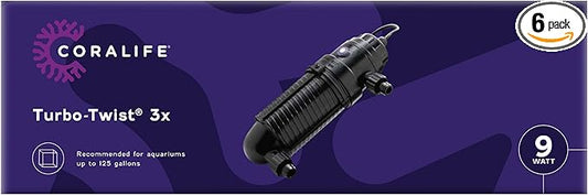 Coralife Aquarium Fish Tank Marine Salt Water Turbo-Twist UV Sterilizer 3X, for up to 125 Gallons (Pack of 6)
