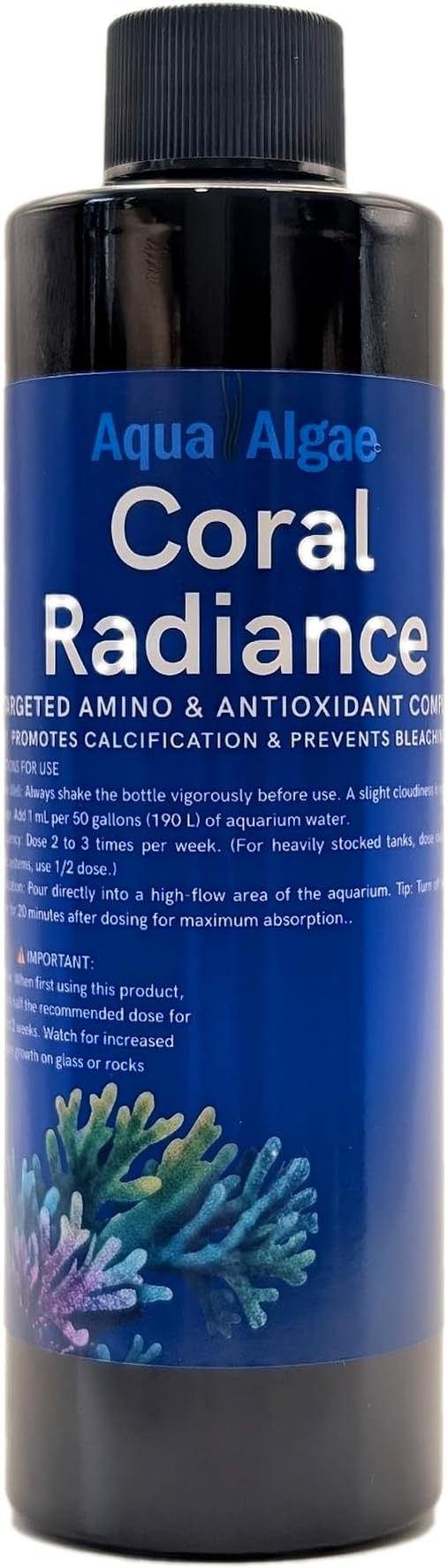 Coral Radiance Coral Amino Acids – Reef Tank Coral Food Supplement for SPS & LPS, Phosphate-Free & Nitrate-Free, Supports Color, Growth & Polyp Extension, 8 fl oz