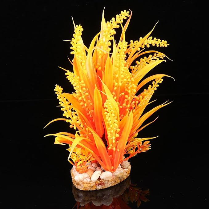 Amosfun 2Pc Aquarium Plants Artificial Grass Fish Tank Decor 7.48 Inch Realistic Plastic Ornament for Freshwater and Saltwater Tanks