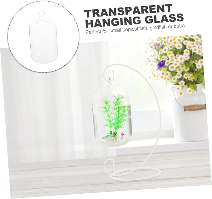 ARTIBETTER 15cm Suspended Transparent Hanging Glass Fish Tank, Infusion Bottle Aquarium Flower Plant Vase Flower Vase for Home Decoration 1pc (Transparent, Only The Glass Bowl)