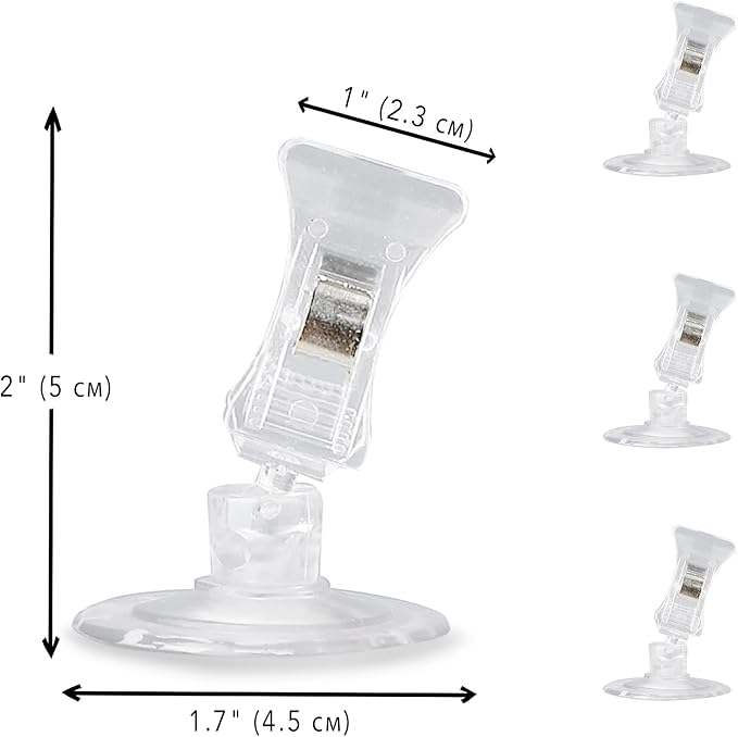 JOR 4 Pack Fishes Veggie Kelp Plant Suction Cup Clips for Aquariums, 2” x 1”, Feeding Tool, Aquarium Accessory for Fish Tank, Round Feed Holder Clamp, Automatic Fish Feeder, Includes Plastic Spring