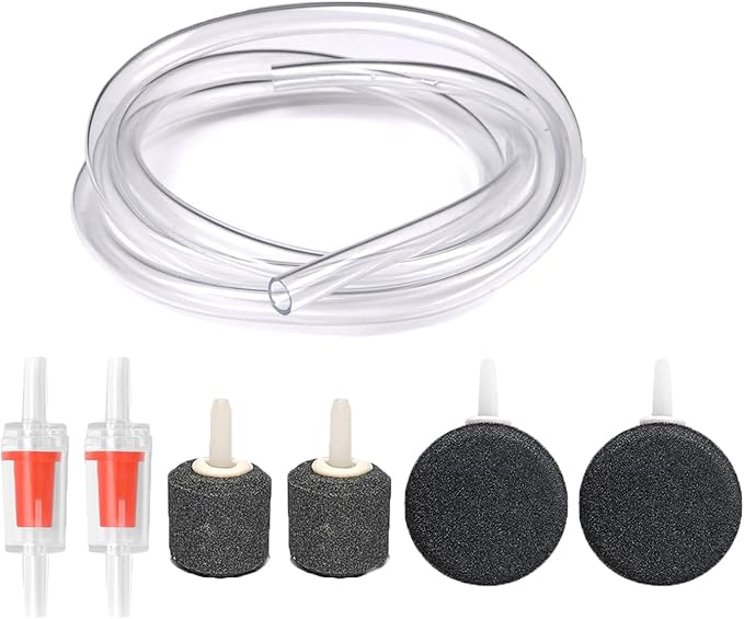 7 Pack Aquarium Air Pump Airline Tubing Replacement with Aquarium Air Stones Aquarium Check Valves for Dual Outlet Aquarium Electric Air Pump Fish Tank Aerator Buckets Oxygen Air Bubbler