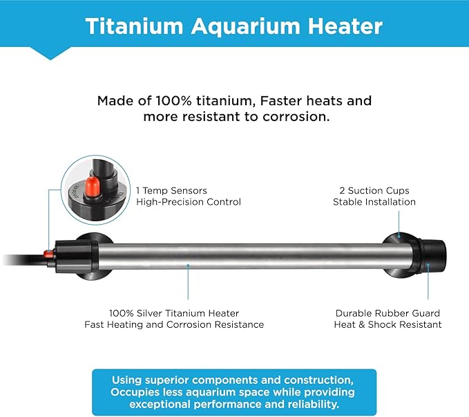 Titanium Aquarium Heater 200W, Submersible Fish Tank Heater with Digital Display Temperature Controller, 0℃-40℃ Adjustable, Fast Heating for 20 ~ 40 Gal Saltwater Freshwater Fish Tank, MX-9016(200W)