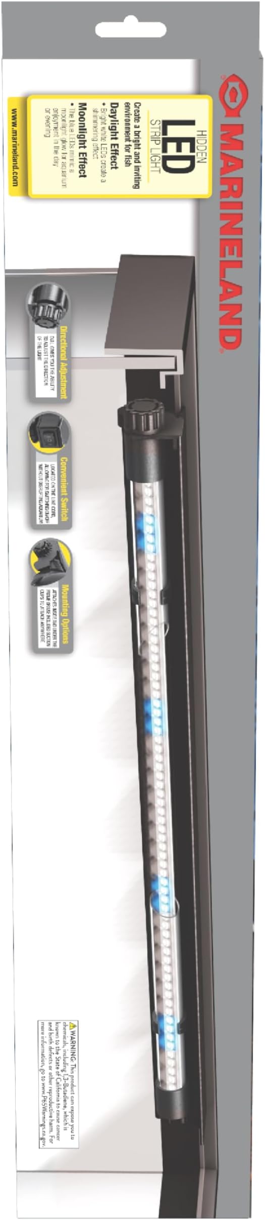 MarineLand Hidden LED Strip Light for Aquariums, White and Blue LEDs