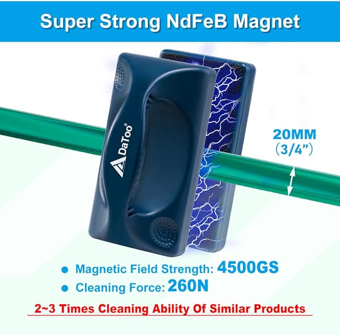 DaToo Aquarium Mini Magnetic Scrubber Scraper Small Fish Tank Cleaner Nano Glass Aquarium Cleaning Tools with Super Strong Magnet (Max)