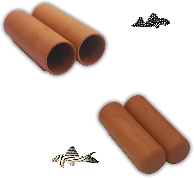 Generic 2 Small Round Plecos Fish Caves, Hide Away Caves for Plecos, Angelfish, Cichlids and More, Dark Red