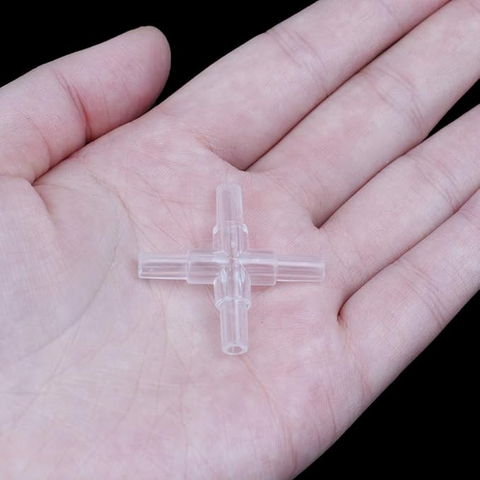 50 Pcs 4 Ways Transparant Aquarium Air Valve Connectors Plastic Inline Splitter Pump Tubing Connectors Fish Tank Pond Air Line Connector for Fish Tank 4MM Airline Tube