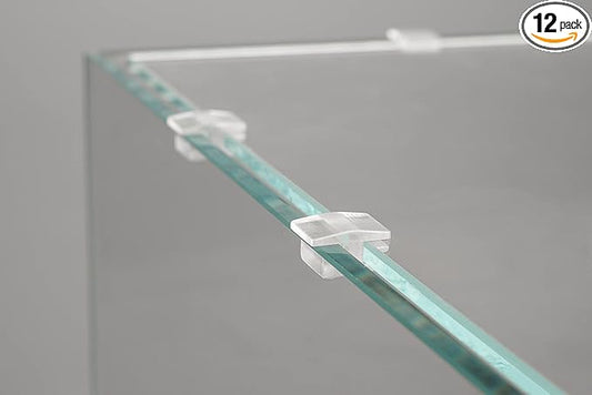 LANDEN Low-Profile Clear Acrylic Aquarium Cover Clips for 4mm Glass Lid (3.5mm Gap per Side) - 12pcs, Minimalist, Fits Rimless Tanks of All Thicknesses