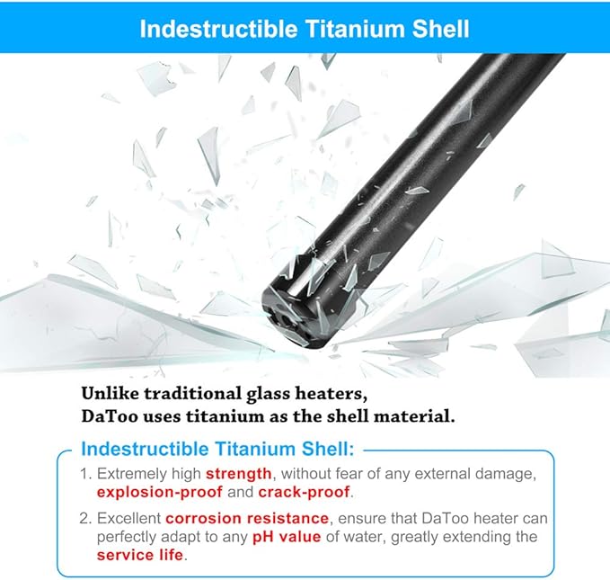 DaToo Submersible Aquarium Heater 100W Titanium Alloy Fish Tank Heater 100 Watt External Temperature Control Thermostat with Digital LED Temperature Display for Salt and Fresh Water