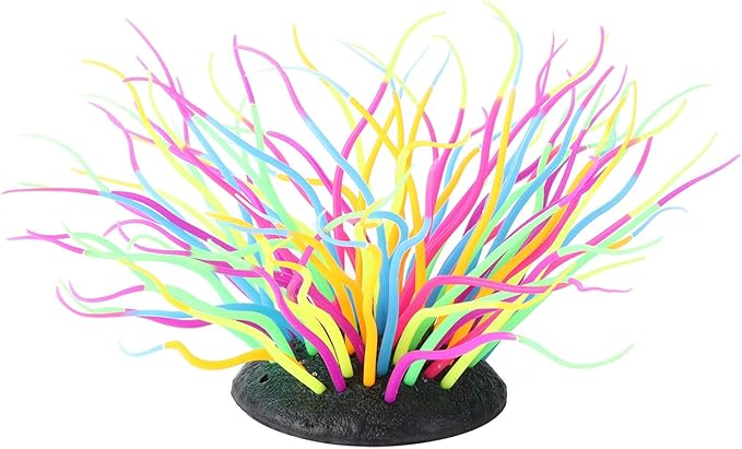 Aquarium Decorations, Artificial Sea Anemone Coral Soft Silicone Simulation Luminous Sea Anemone Coral for Aquarium Fish Tank Decoration