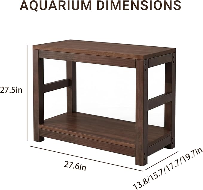 29-35 Gallon Solid Wood Fish Tank Stand, Heavy Duty Aquarium Stand, 660 lbs Load Capacity, Thickened Legs, Easy to Install, L27.6 × W19.7 for Home & Office Aquarium Stands