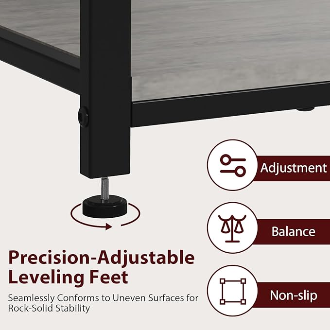 20-29-37 Gallon Fish Tank Stand with Power Outlet, Heavy Duty Metal Aquarium Stand with Two Storage Drawers for Fish Tank Accessories Storage, Perfect for Turtle Tank, Reptile Terrarium, Grey