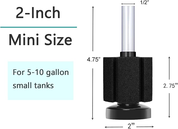 AQUANEAT Aquarium Bio Sponge Filter Breeding Fry Betta Shrimp Nano Fish Tank (Small up to 10Gal)