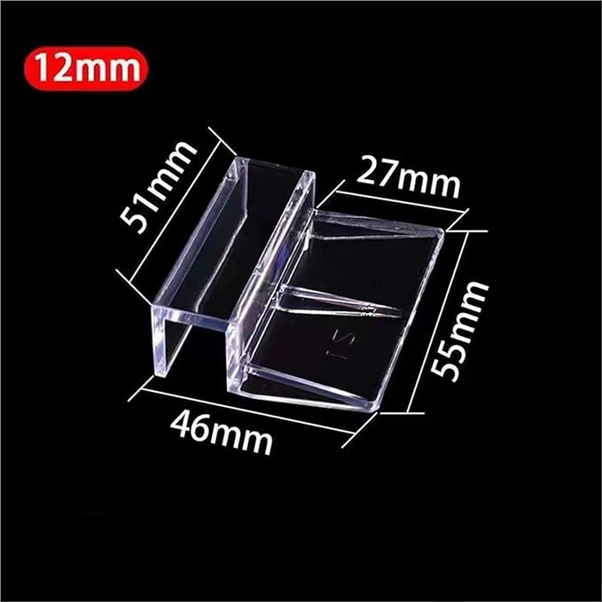 40 Pcs Fish Tank Lid Acrylic Holders – Secure Bracket Support for Rimless Aquarium Glass(Clip Width 12mm)