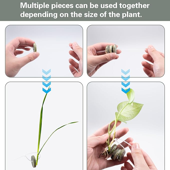 SnowTing 30 PCS Aquarium Plant Weights with Cable Ties, Aquarium Plant Anchors for Fixing Aquatic Live Plants, Anti-Floating Stone Flakes Weighted Blocks, Green